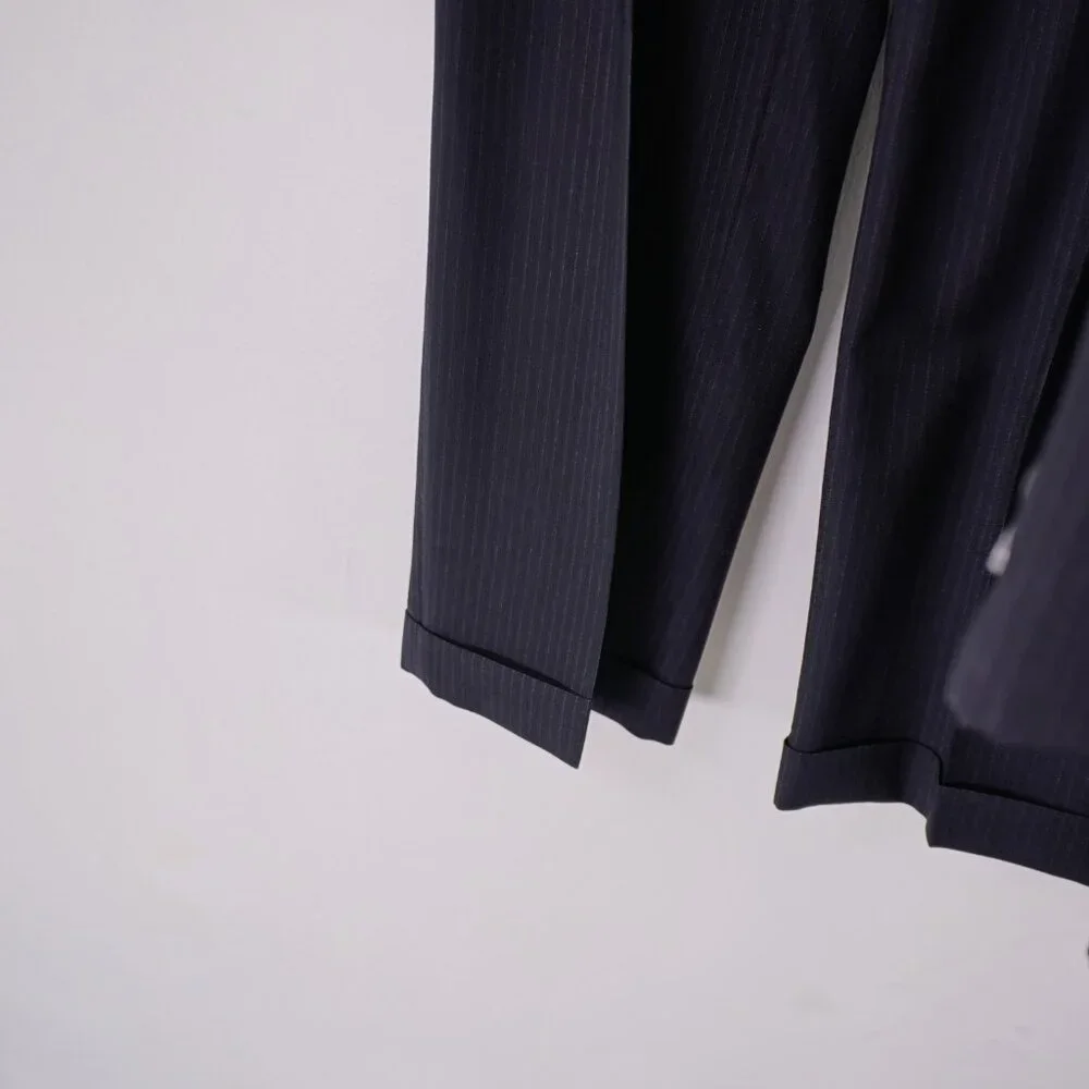 Hart Schaffner Marx Gold Trumpeter Wool Gray 2 Piece Suit 40R Striped 34/29 High